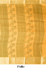 Floral design yellow dupion saree