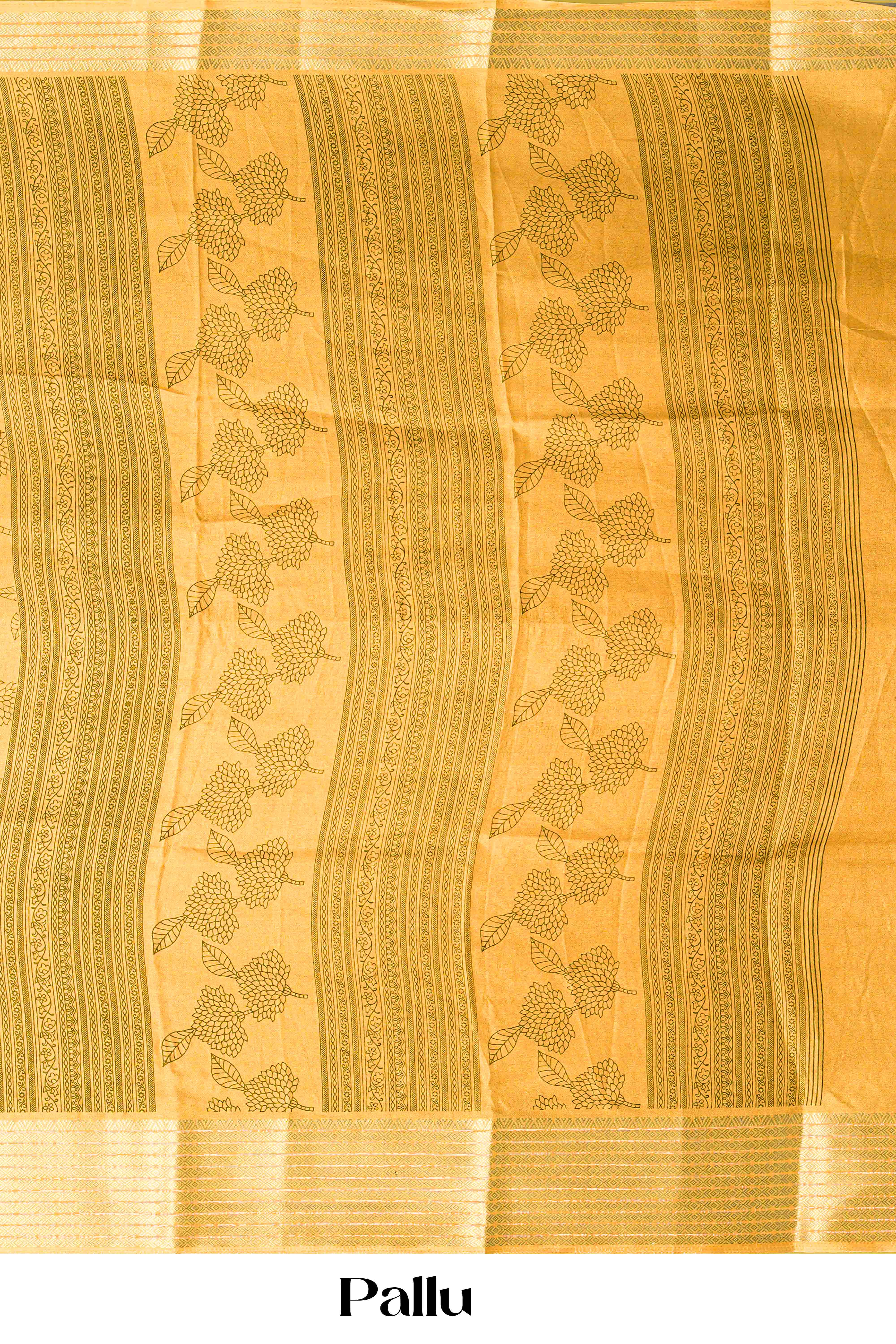 Floral design yellow dupion saree