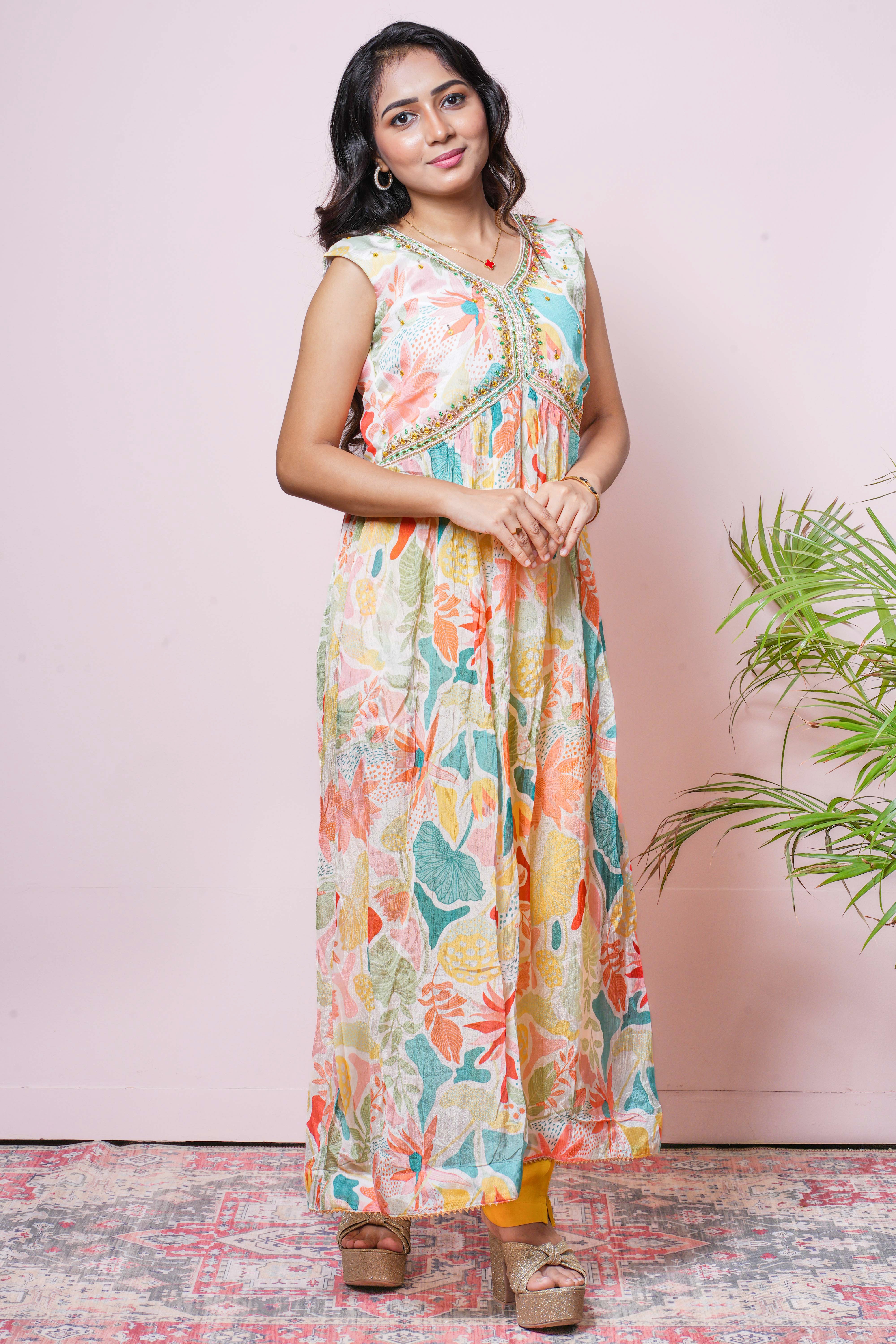 Floral motif festive salwar suit