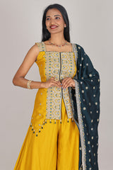 Floral mustard ethnic wear