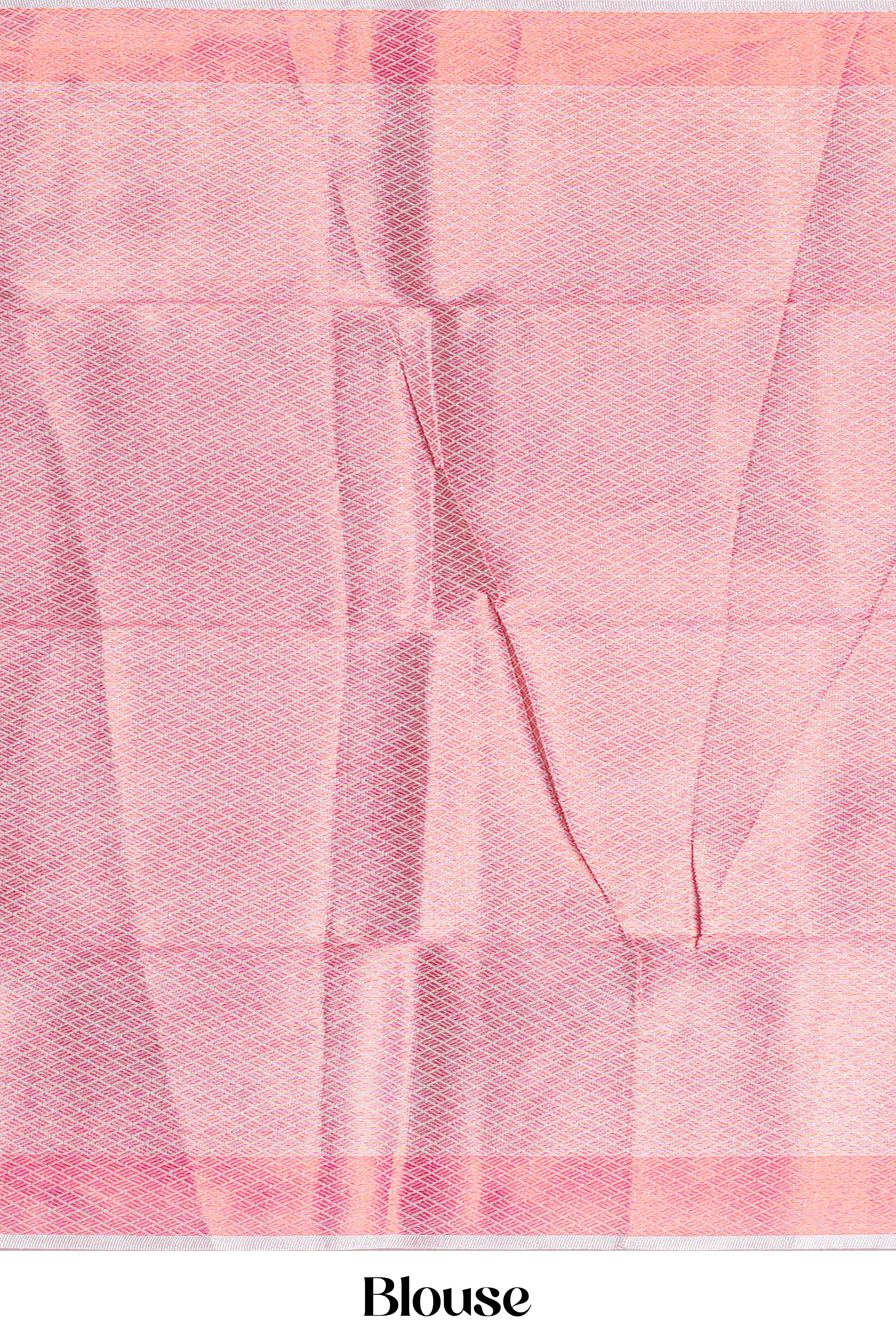 Floral print pink linen tissue saree