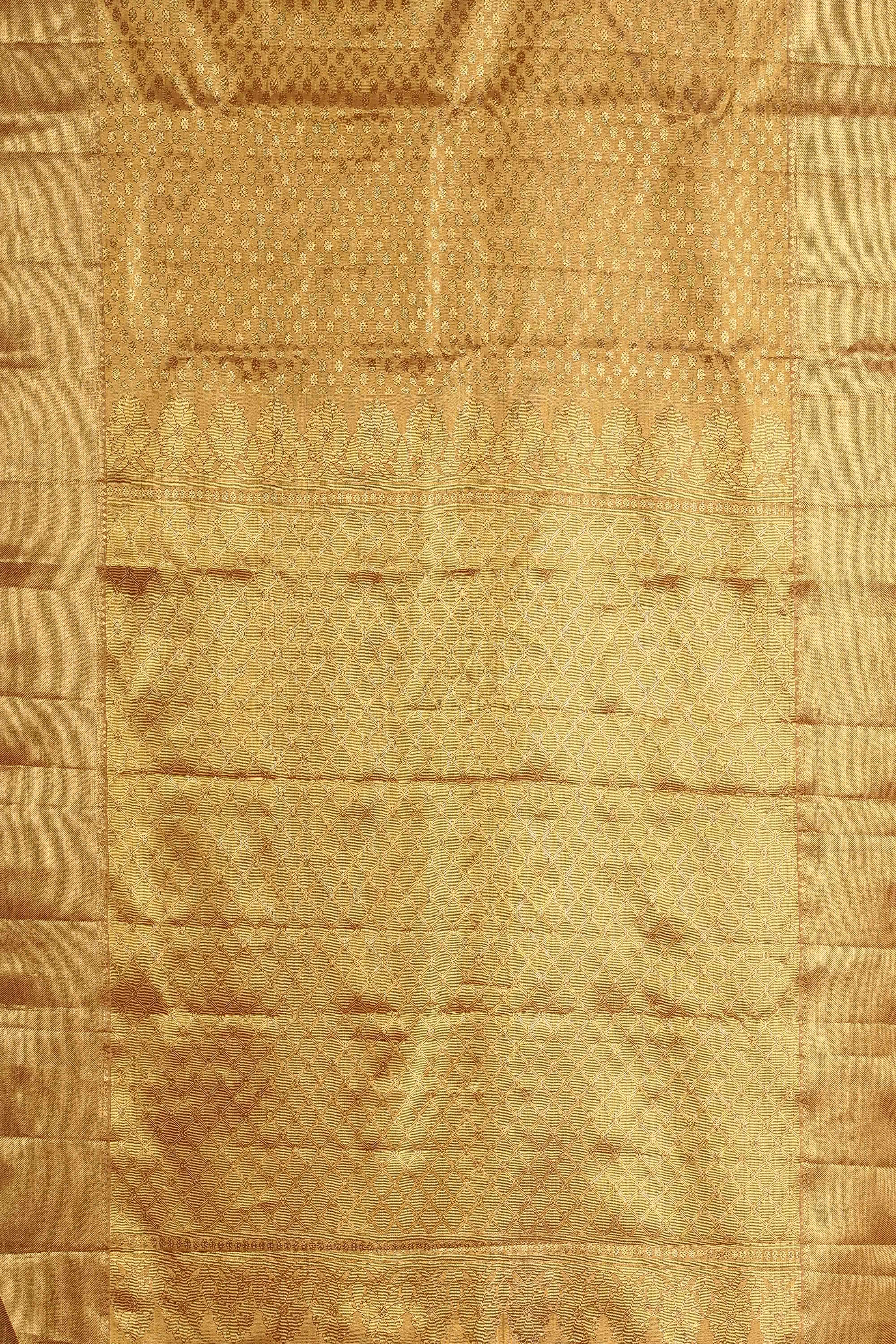 Gold jacquard woven silk saree