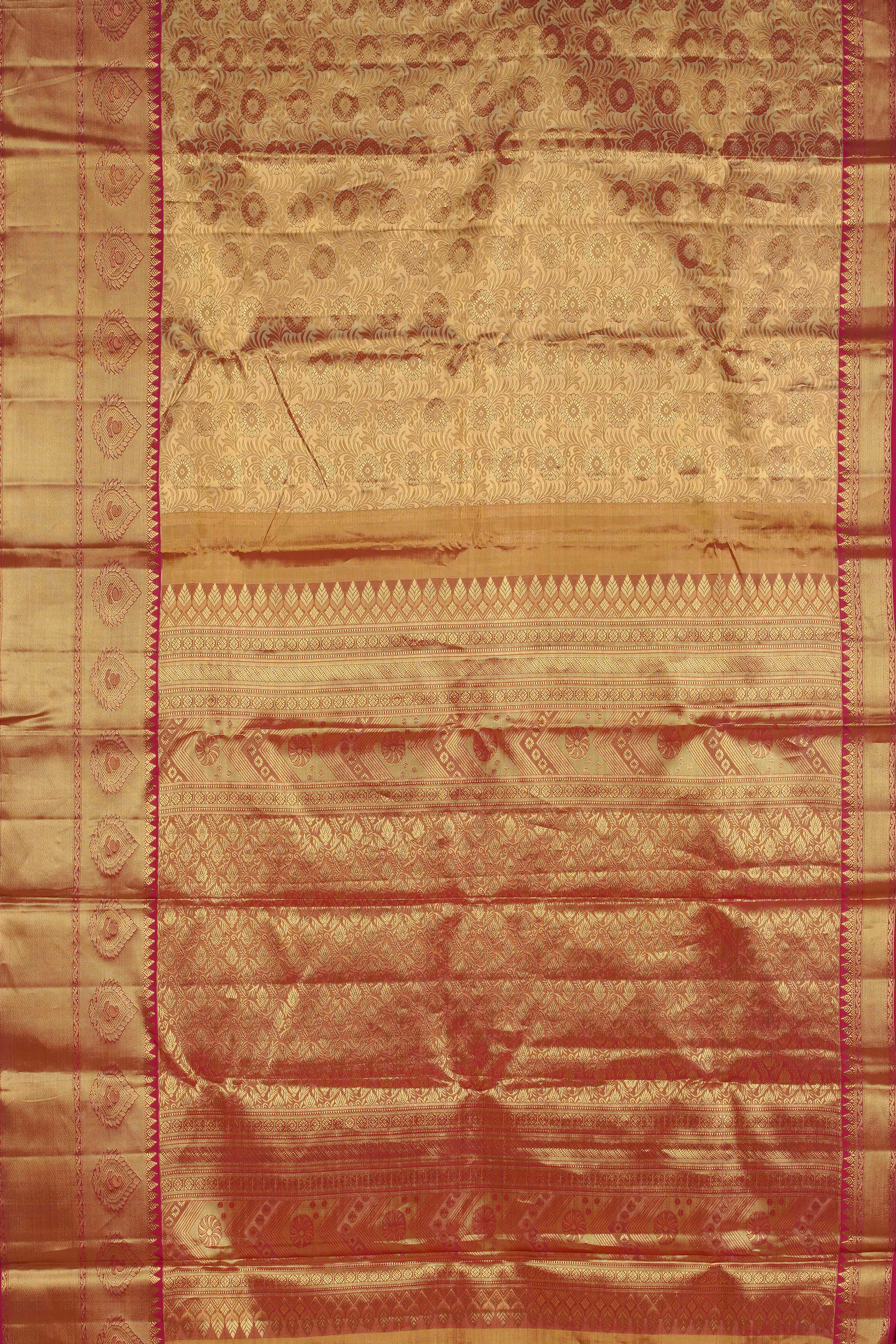 Gold jacquard woven silks sarees