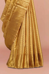Gold silk sarees with zari border