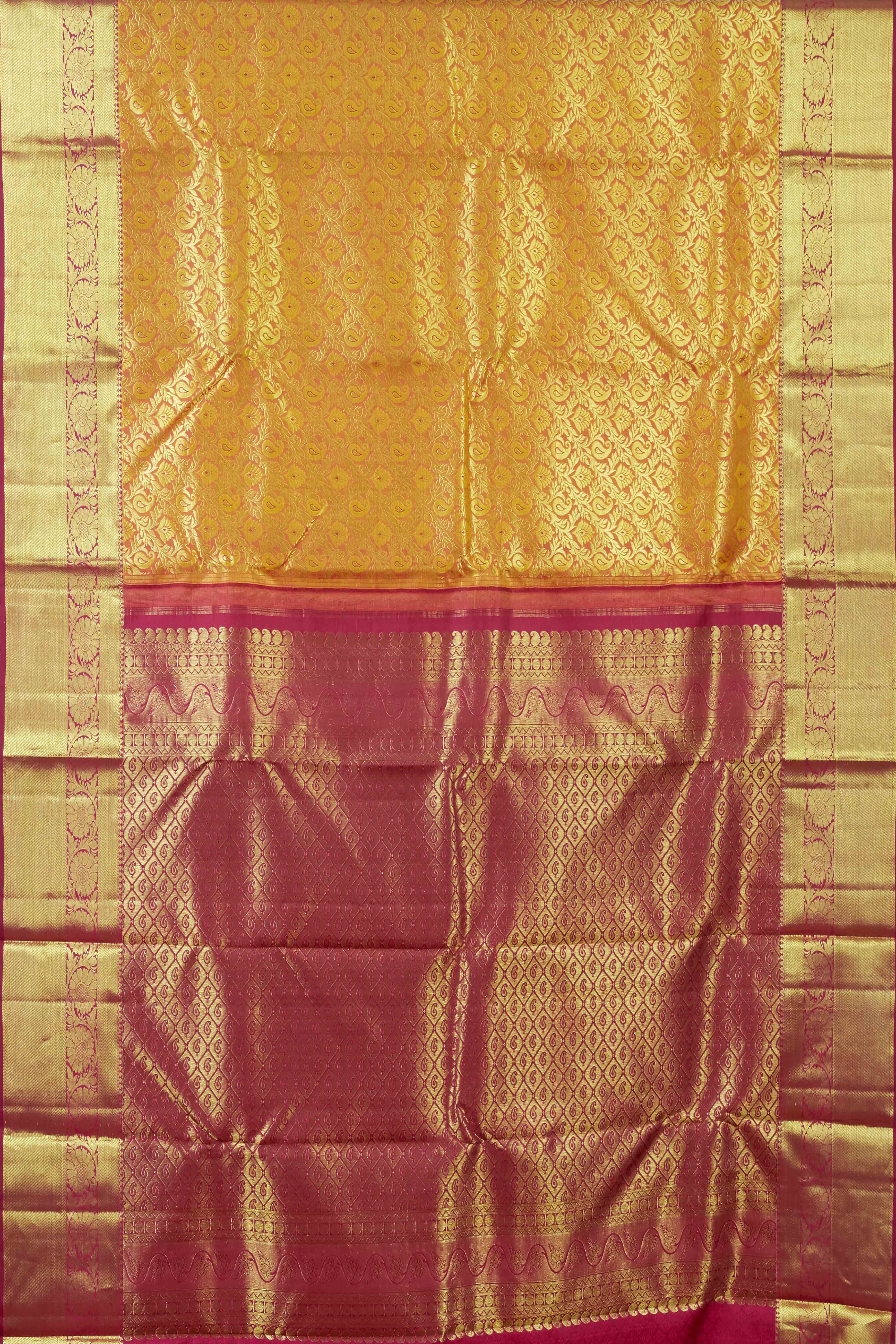 Golden jacquard silk saree
