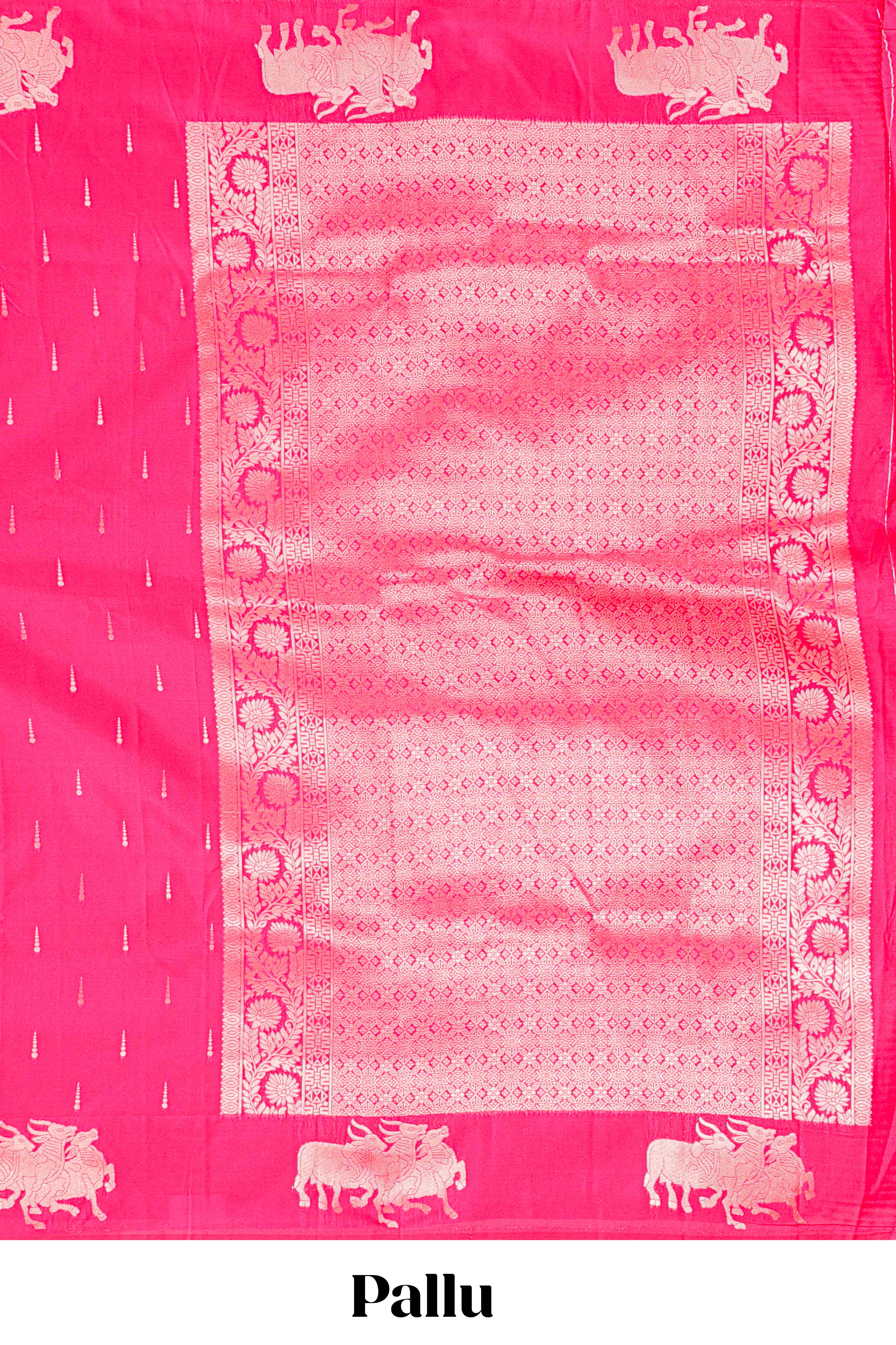 Grand printed zari pallu