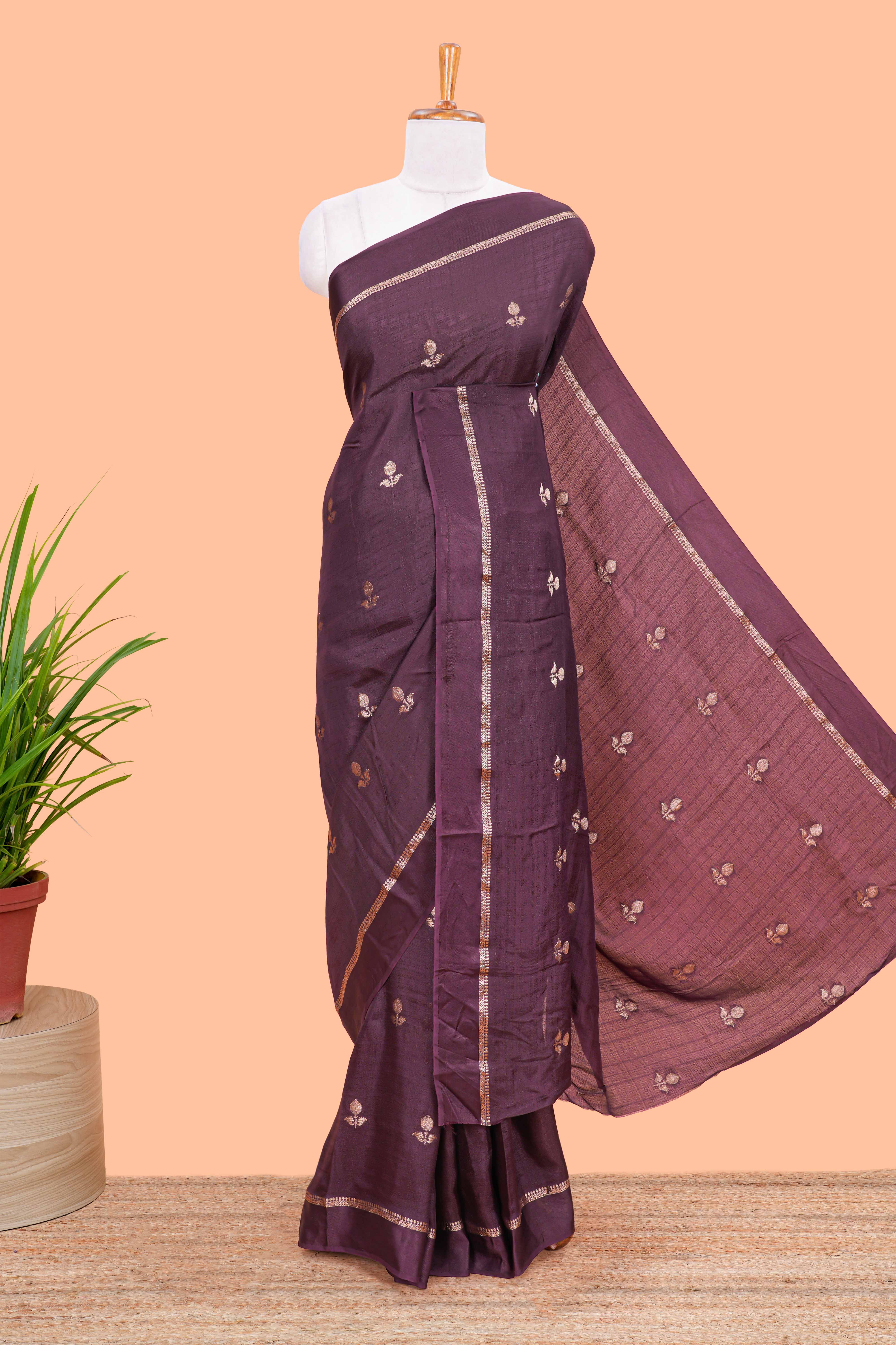 Grape wine khadi silk