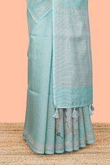 Green Kota Cotton Saree with Stylish Border and Pallu