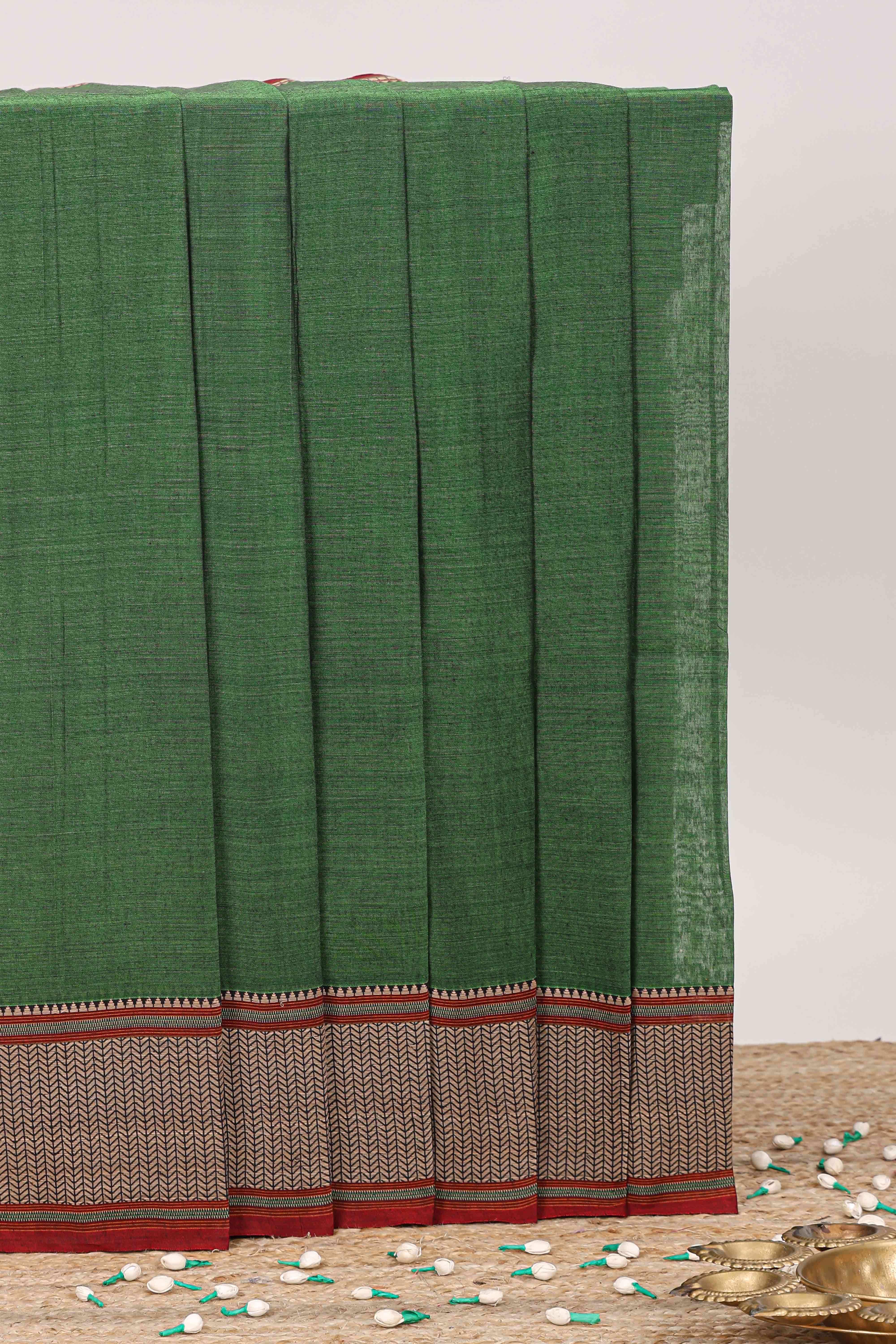 Green Narayanpet cotton saree