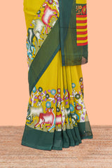Green casual chanderi cotton sarees