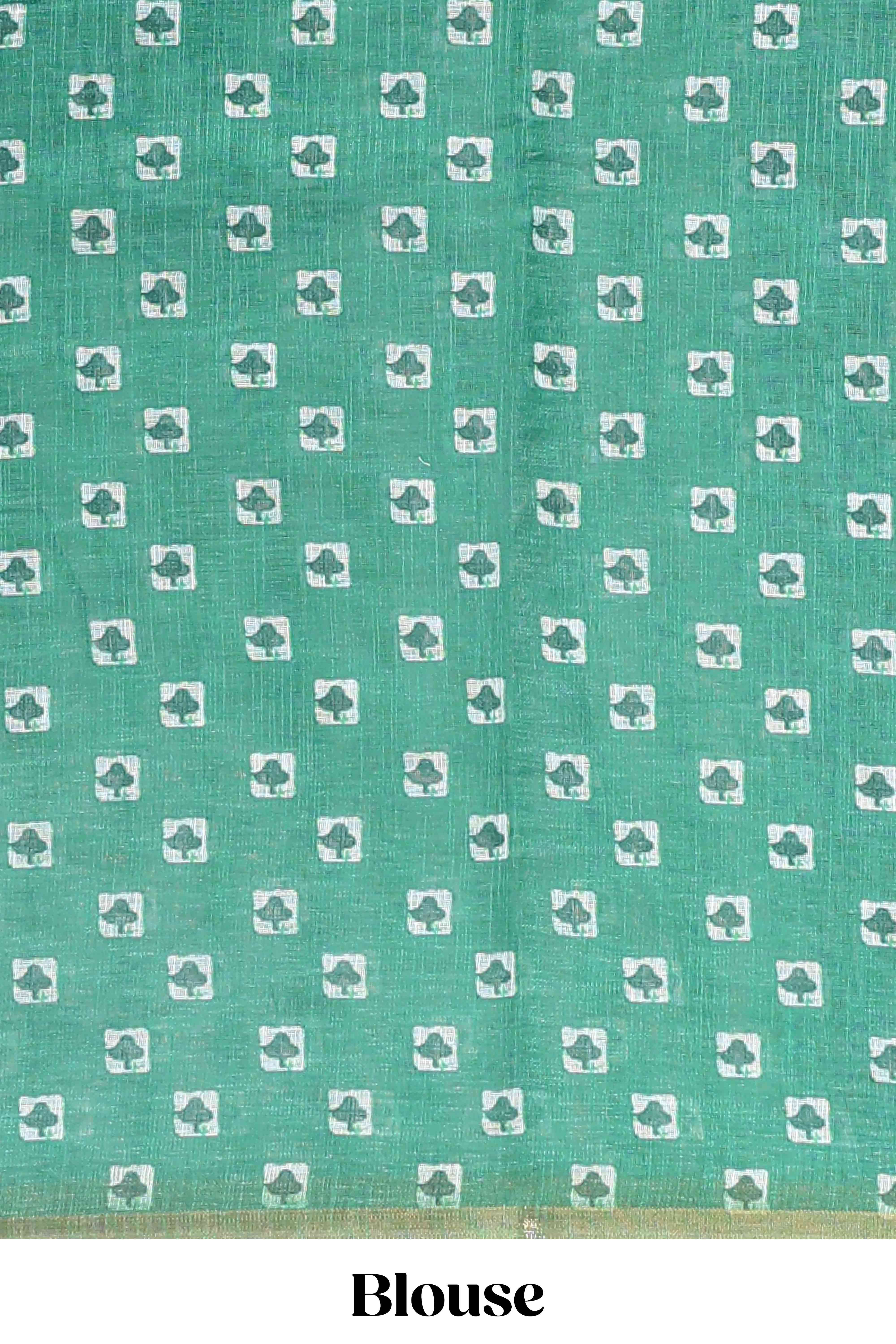 Green casual wear linen cotton saree