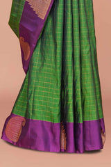 Green checked border silk sarees