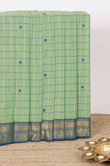 Green checked butta chettinad cotton saree