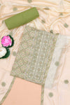 Green cotton embroidered suit set