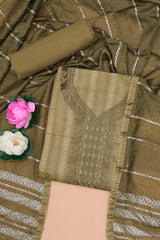 Green cotton embroidery dress material