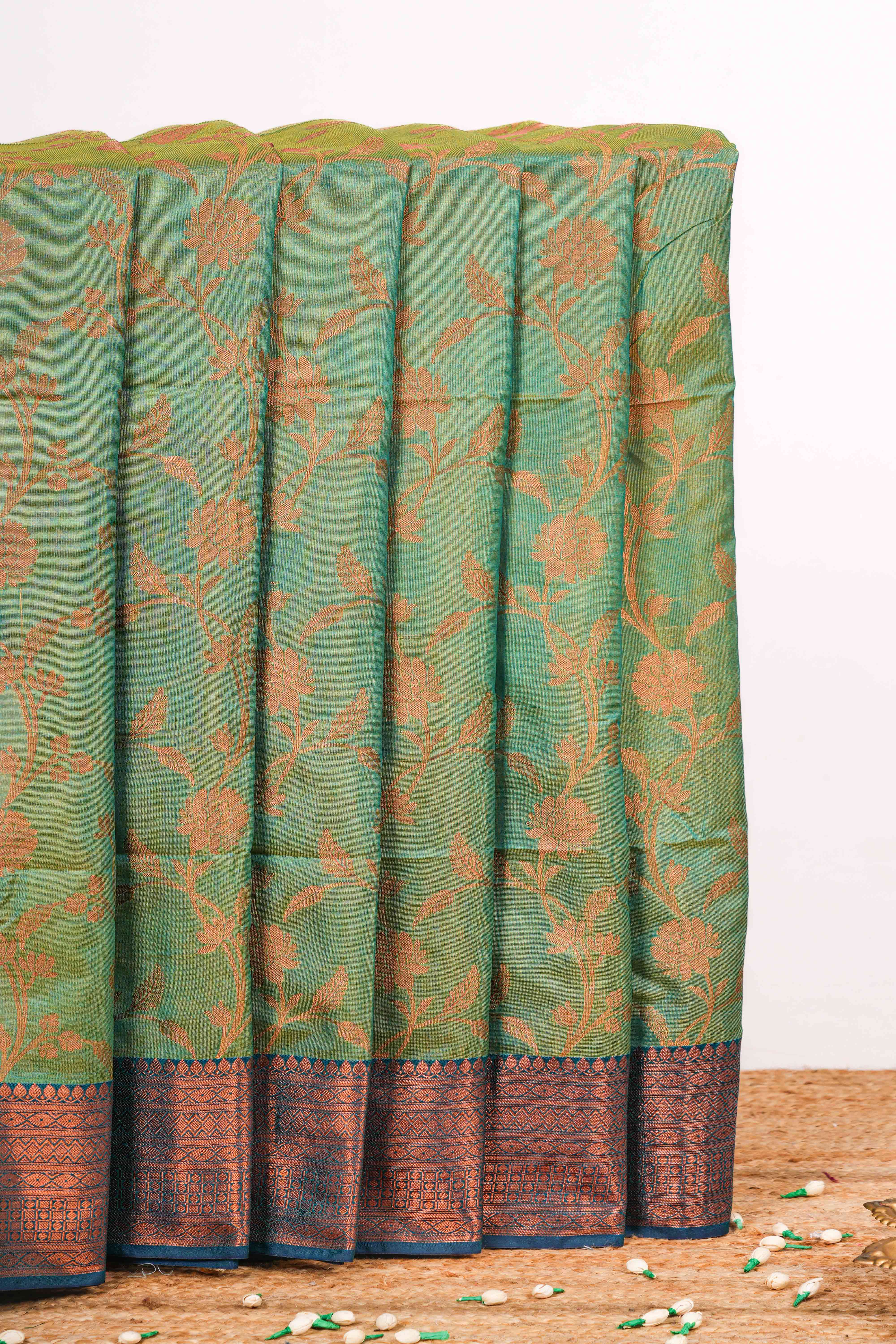 Green cotton saree