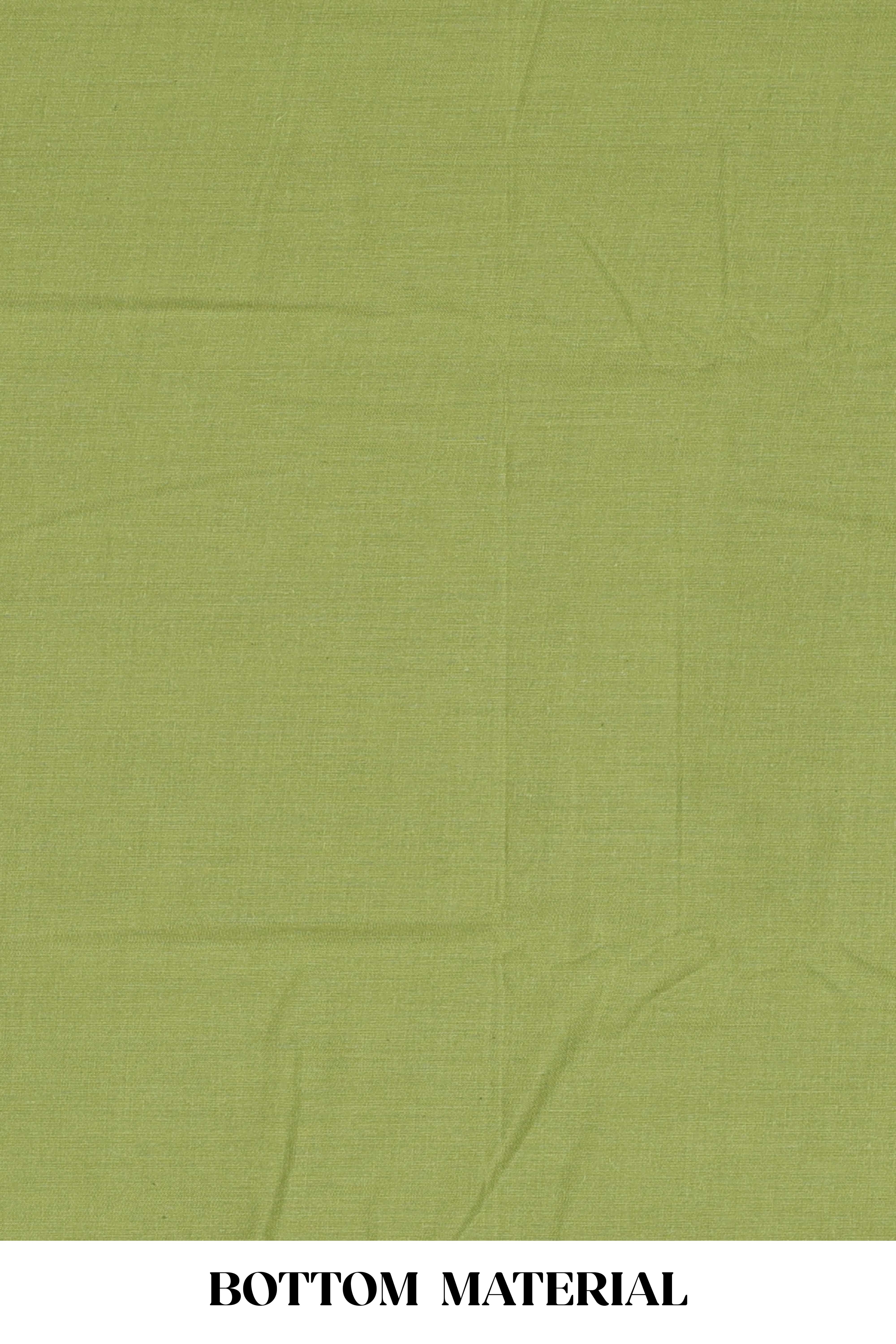 Green cotton thread work suit