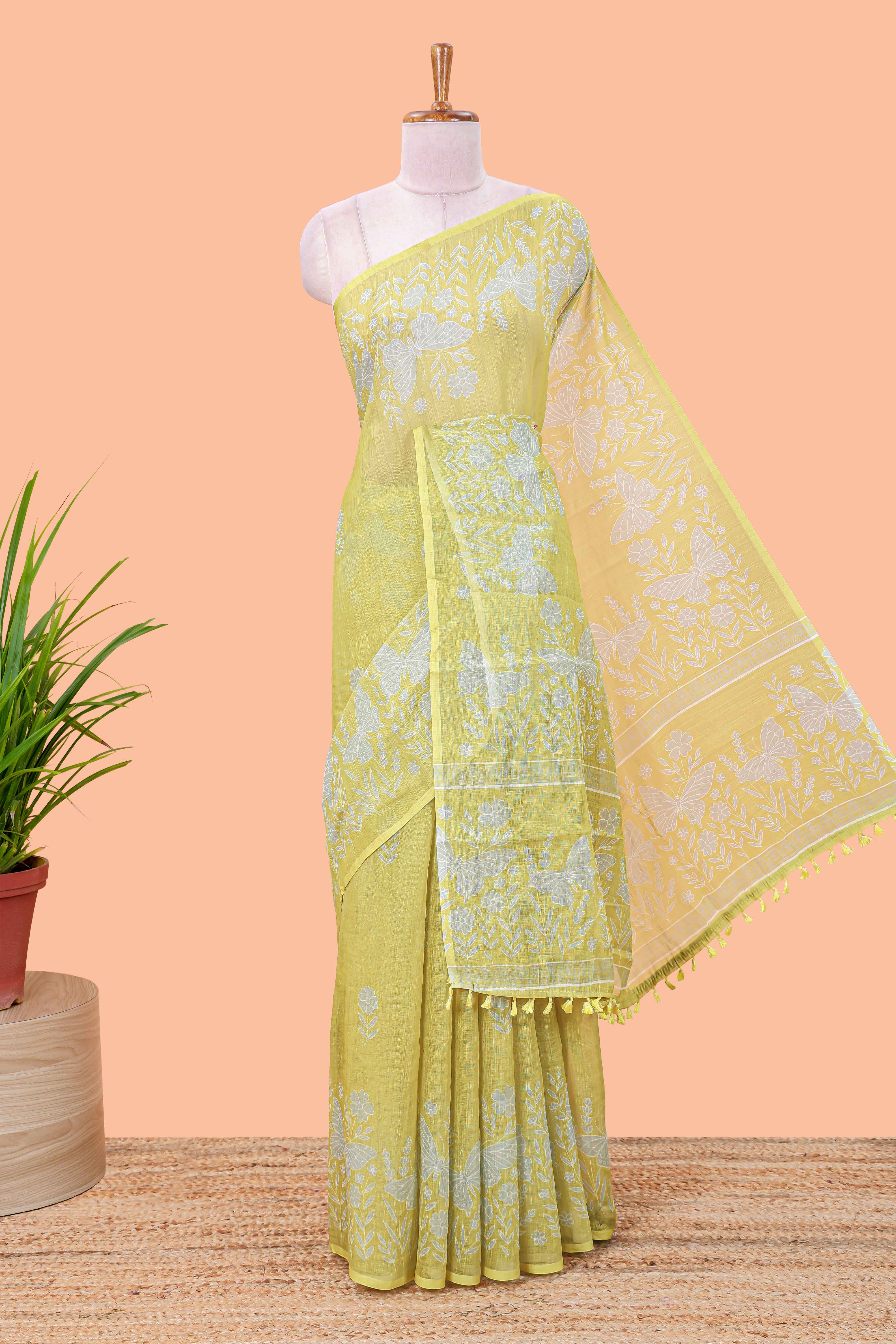 Green elegant printed saree