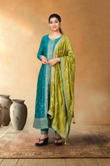 Green embroidered traditional wear