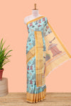 Green floral print Chirala cotton saree with zari border