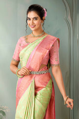 Green gold zari silk saree