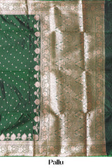 Green kathan silk floral weave saree