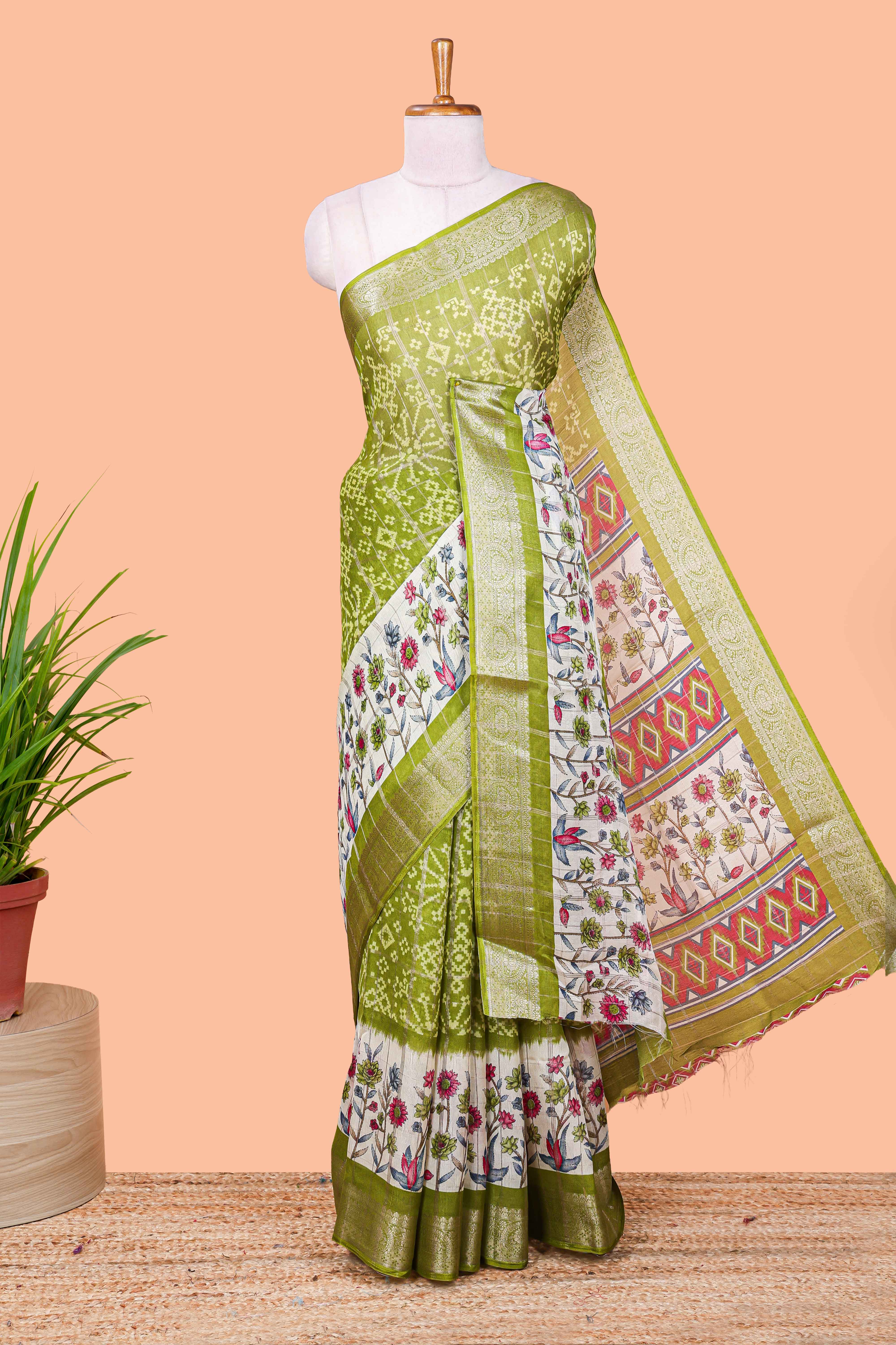 Green lightweight georgette fabric