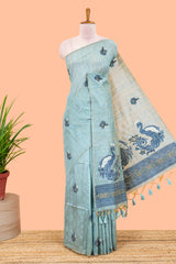 Green munga cotton saree