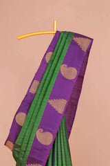 Green purple pure silk sarees