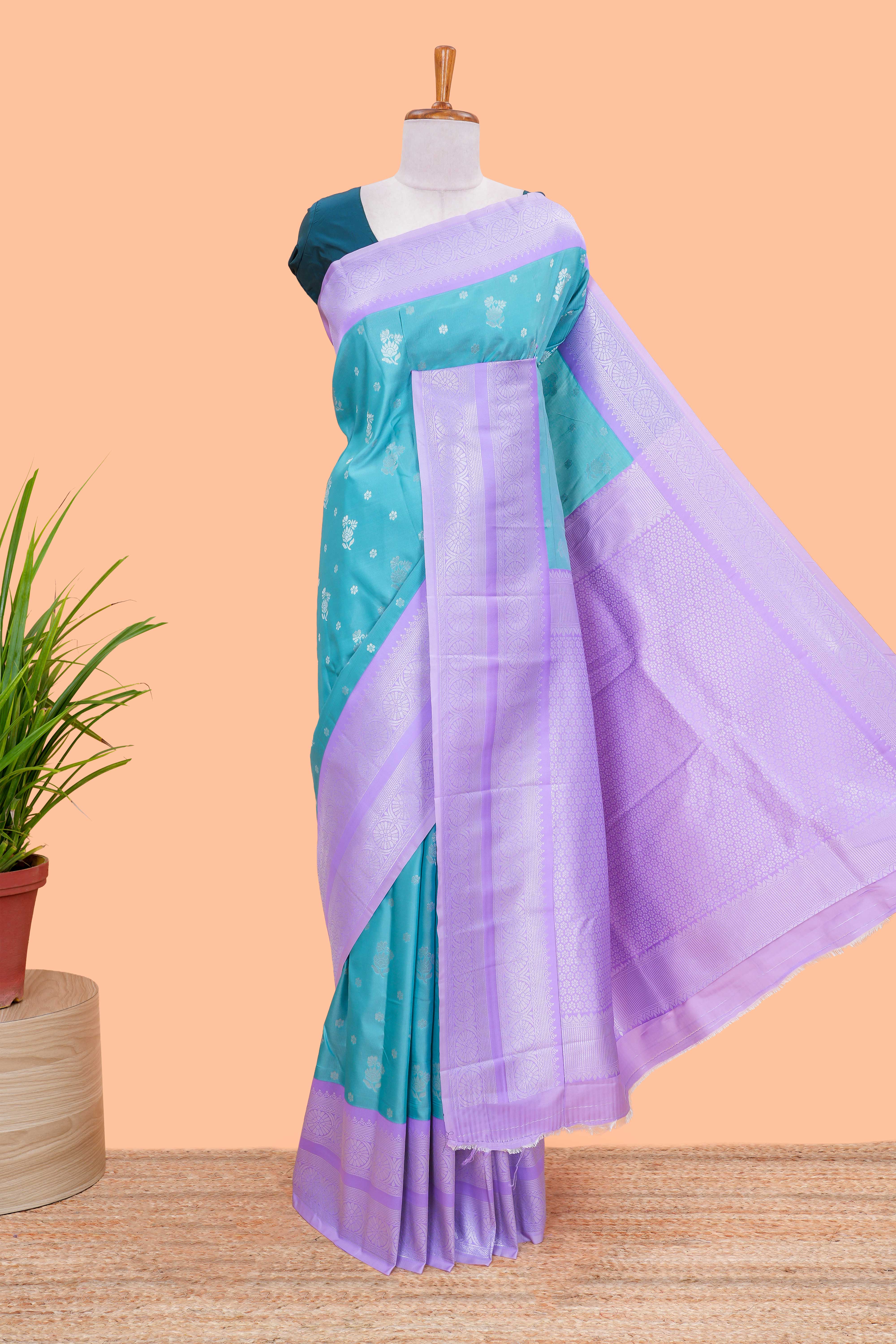Green ruchi silk floral motif saree