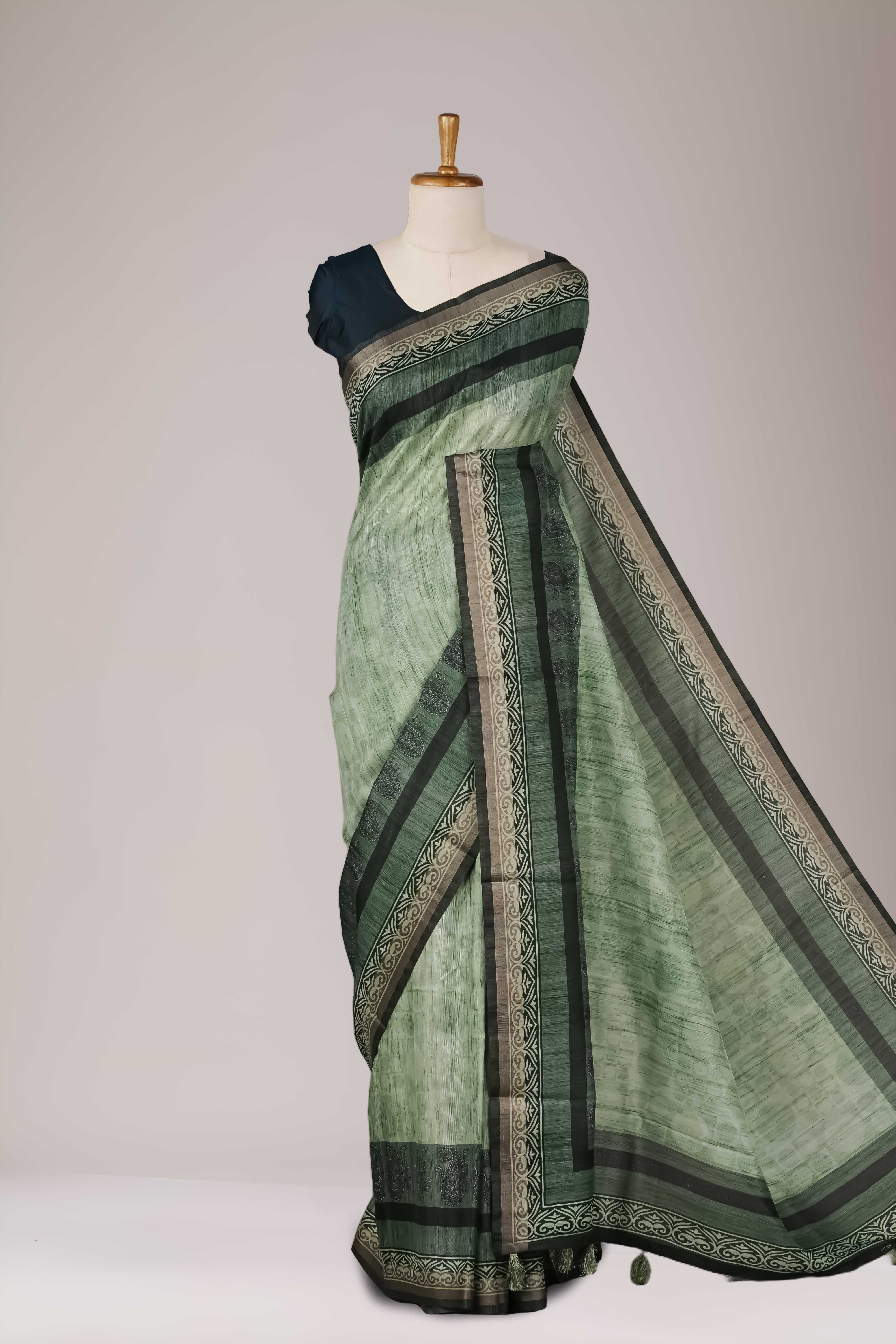 Green saree with Digital body print