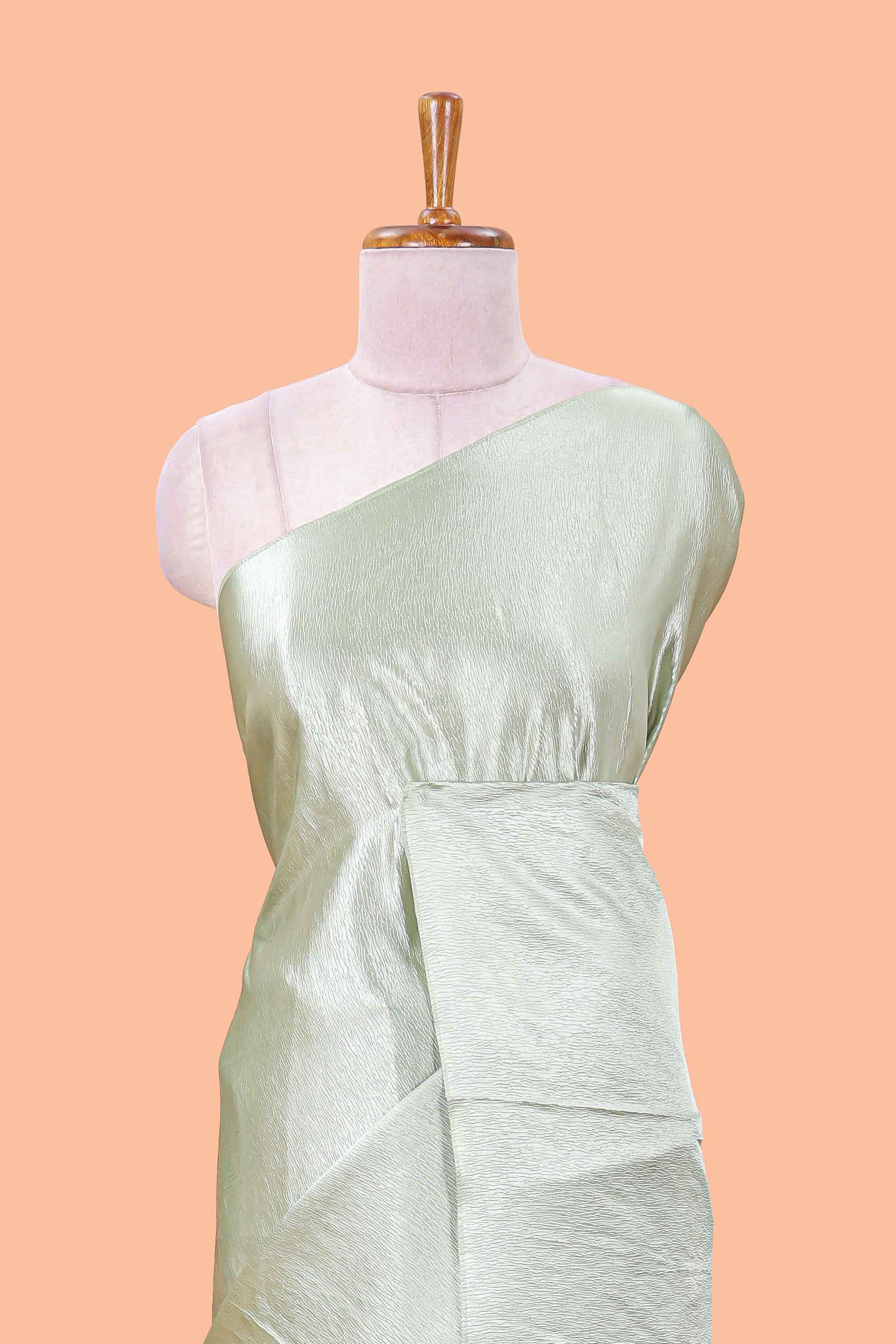 Green satin crepe soft texture saree