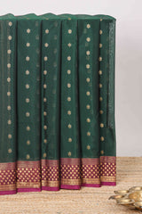 Green semisilk cotton weave