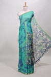 Green shibori linen saree