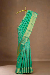 Green silk jacquard weave