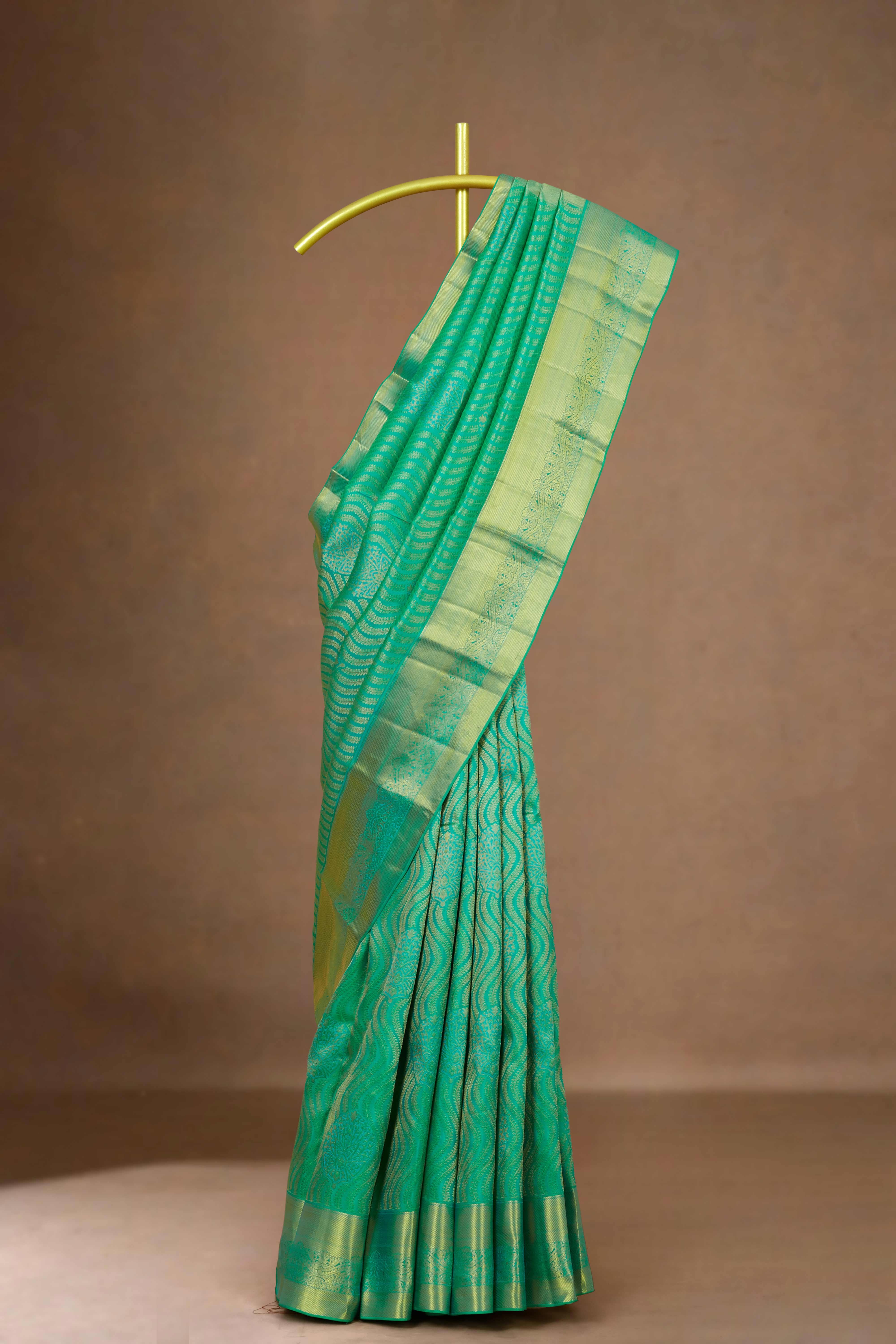 Green silk jacquard weave