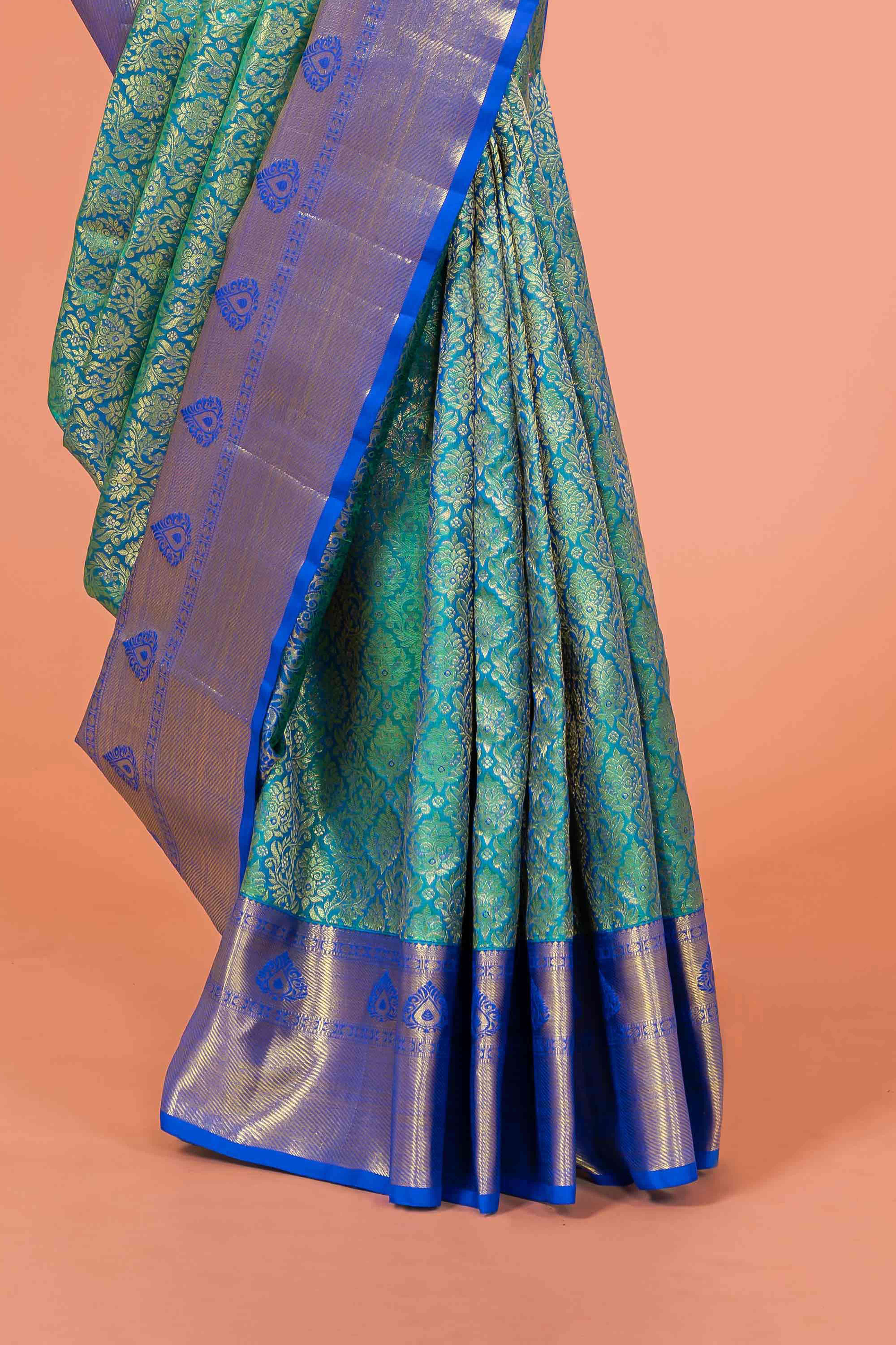 Green silks sarees with zari border