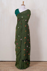 Green textured cotton weave
