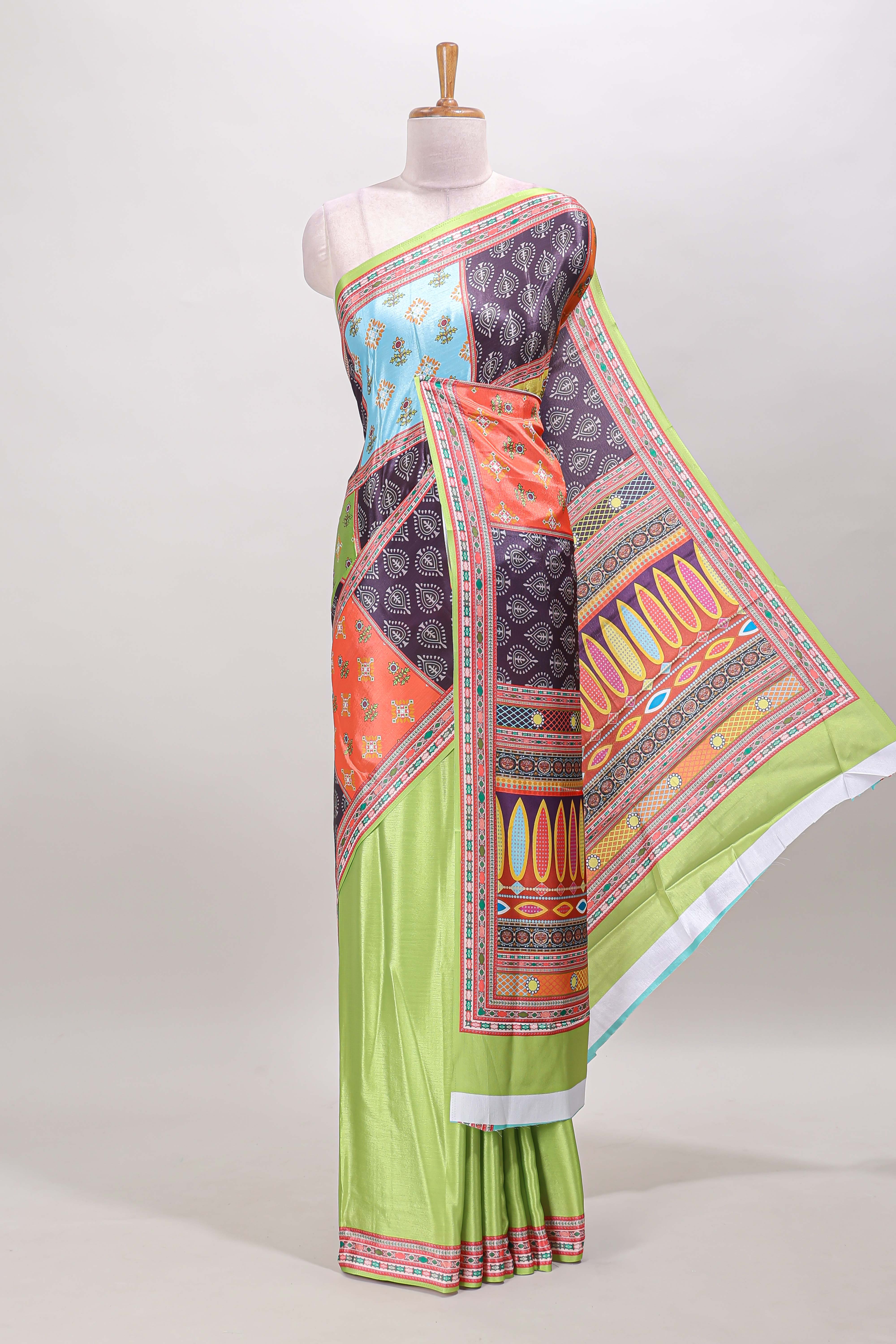 Green textured masakali fabric