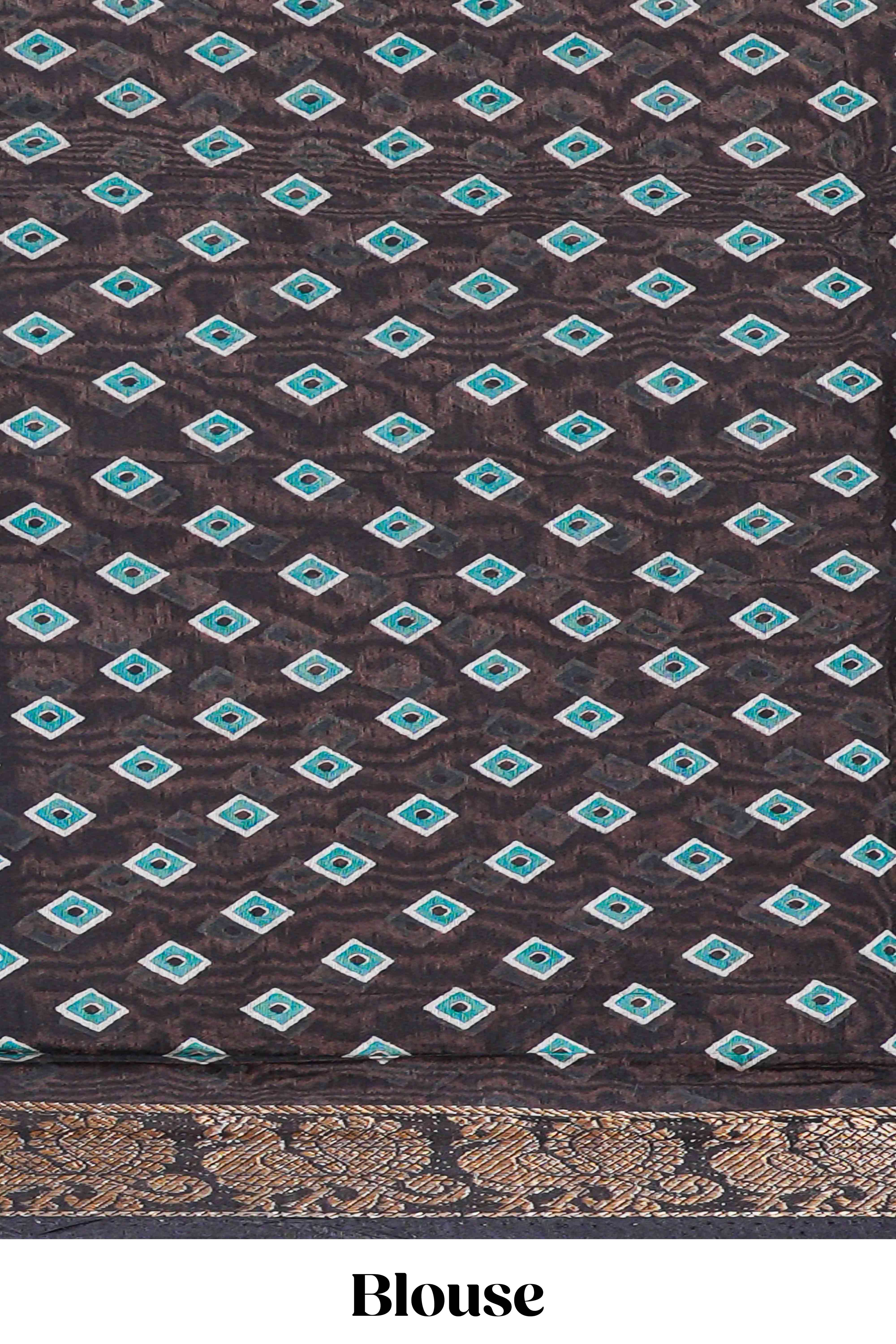 Green traditional chanderi saree kalamkari motifs