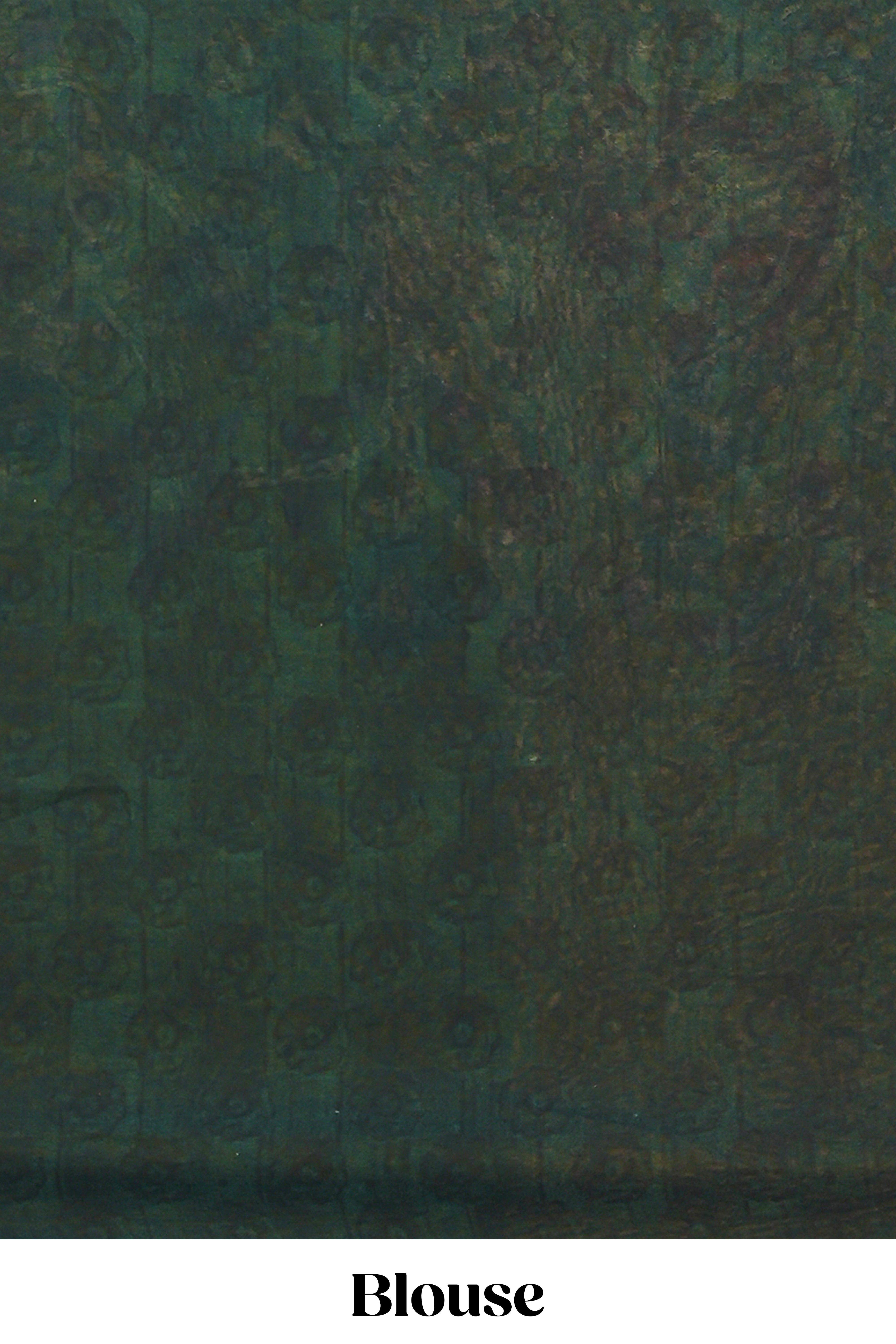 Green traditional chanderi saree pichwai motifs