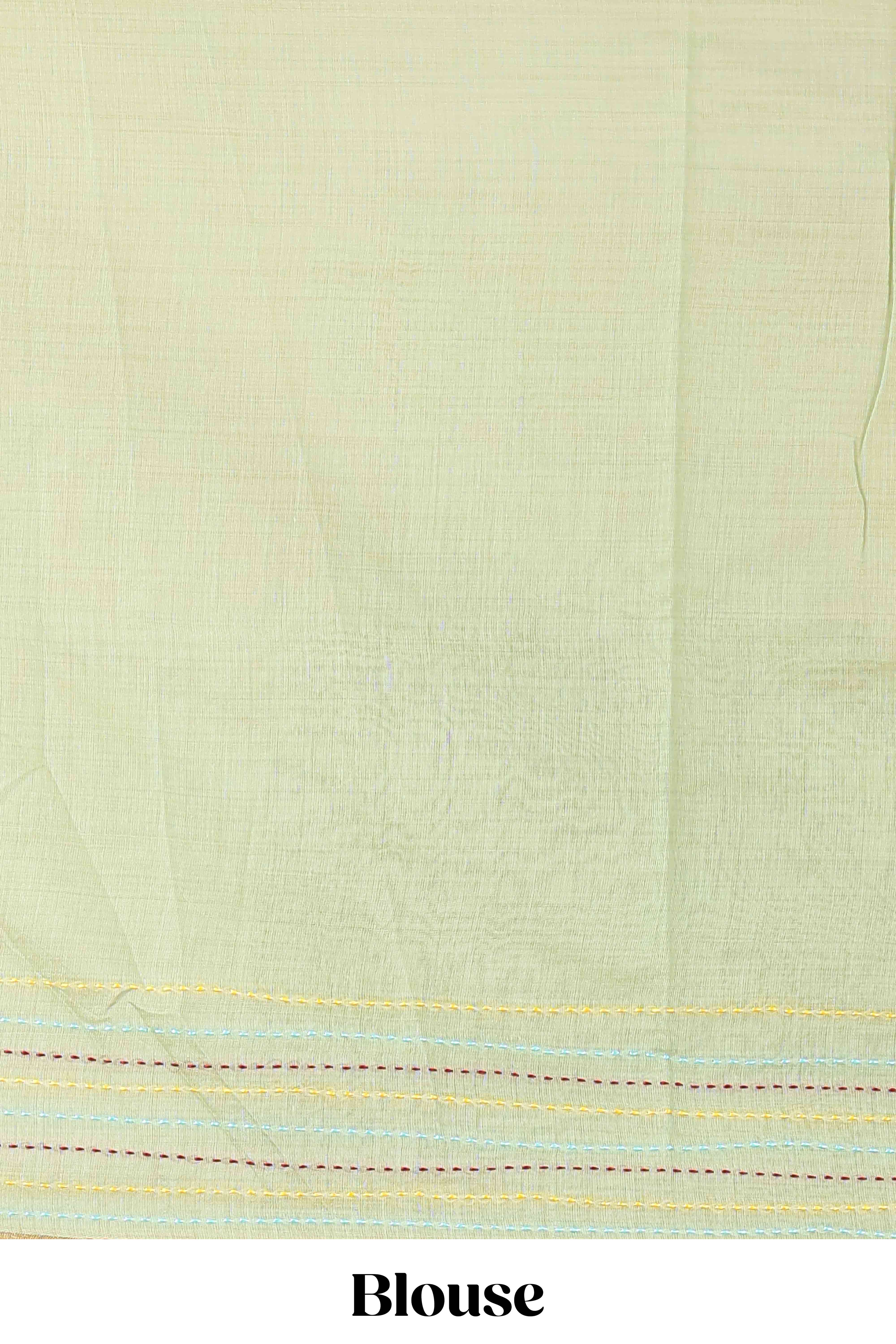 Green traditional chanderi saree warli motifs