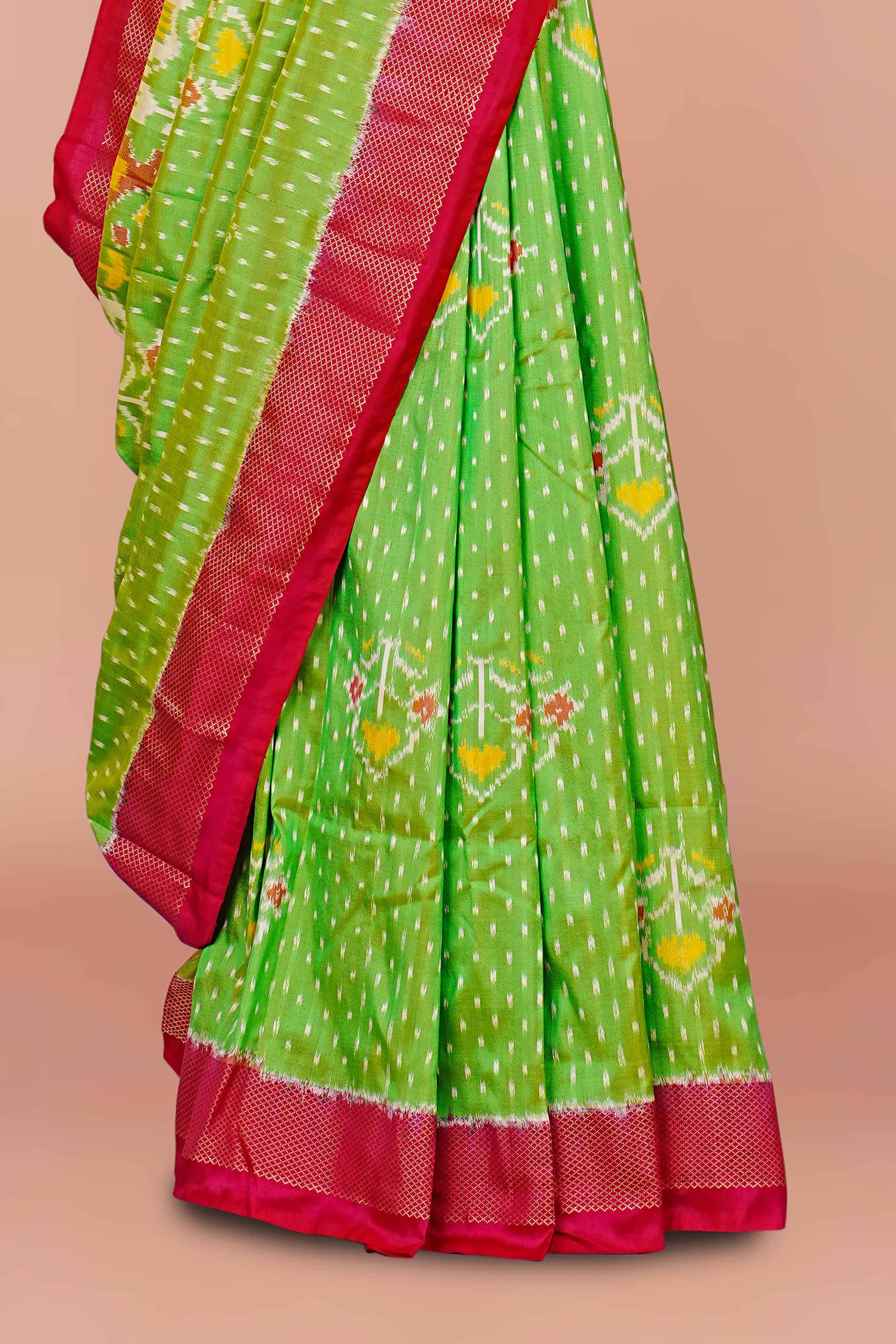Green traditional ikkat silk
