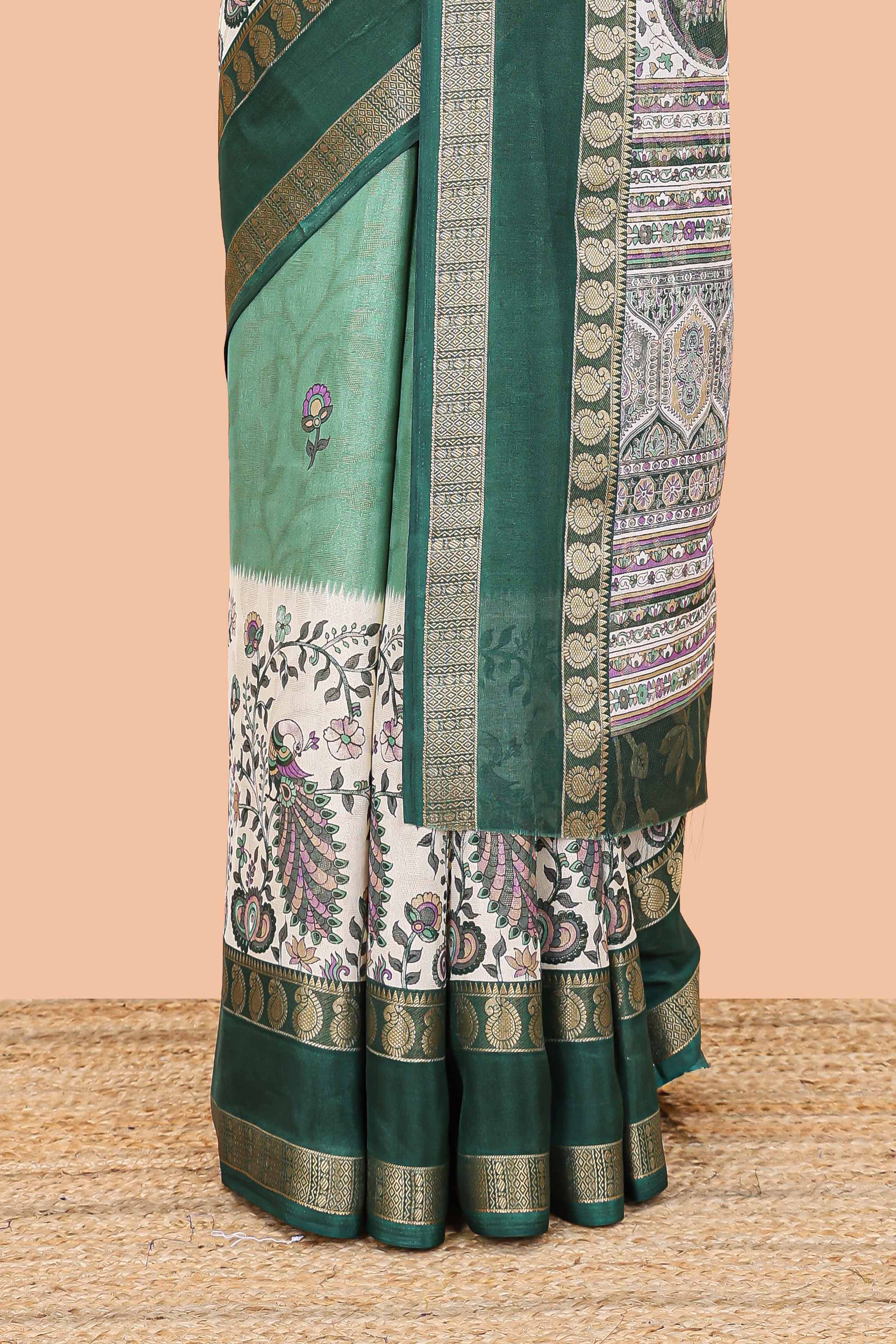 Green traditional saree