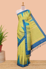 Green tussar semi texture