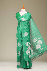 Green tussar soft fabric