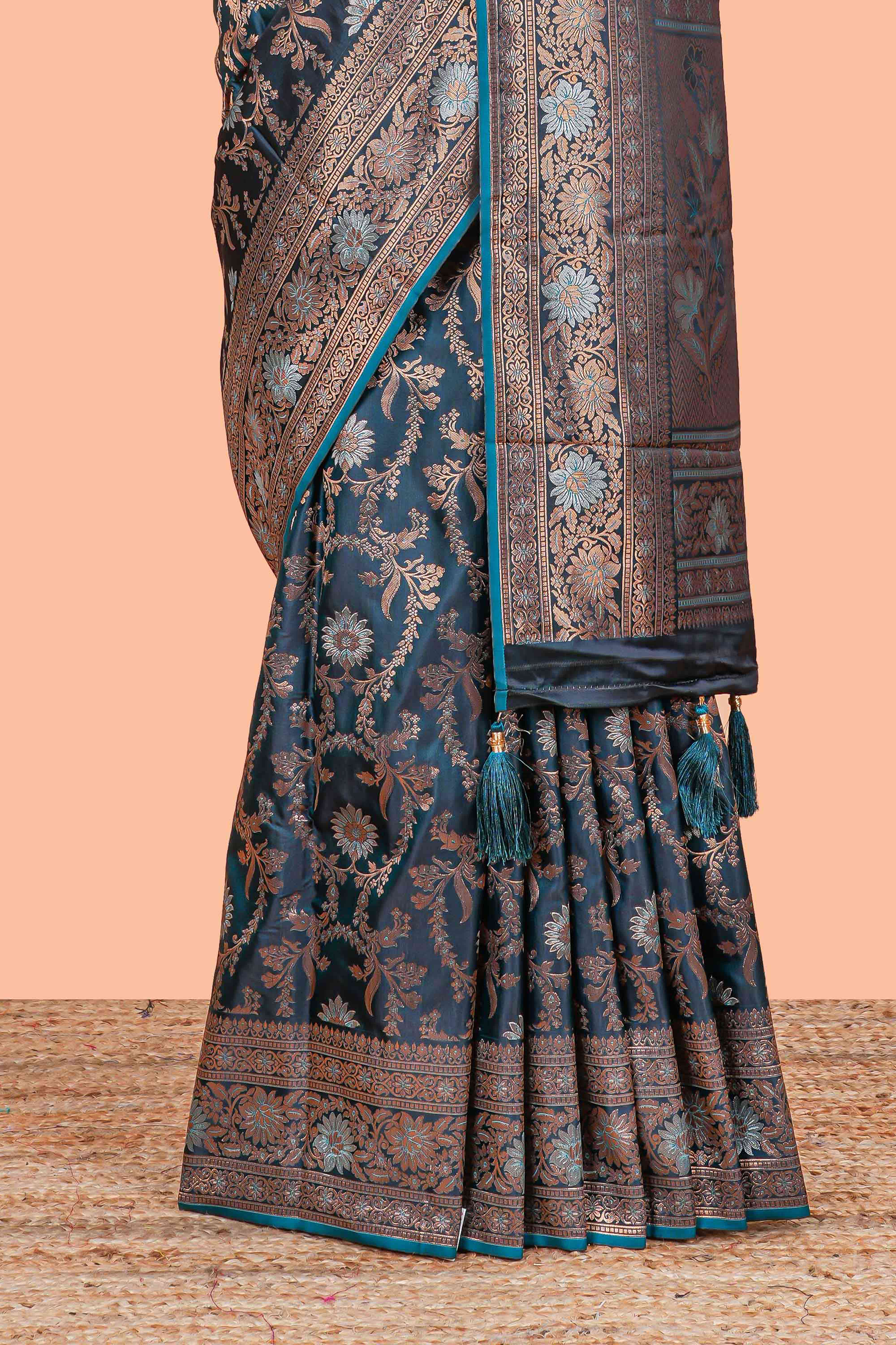 Green woven silk
