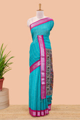 Green zari woven linen cotton saree