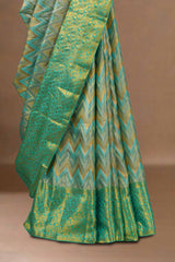 Green zari woven silks saree