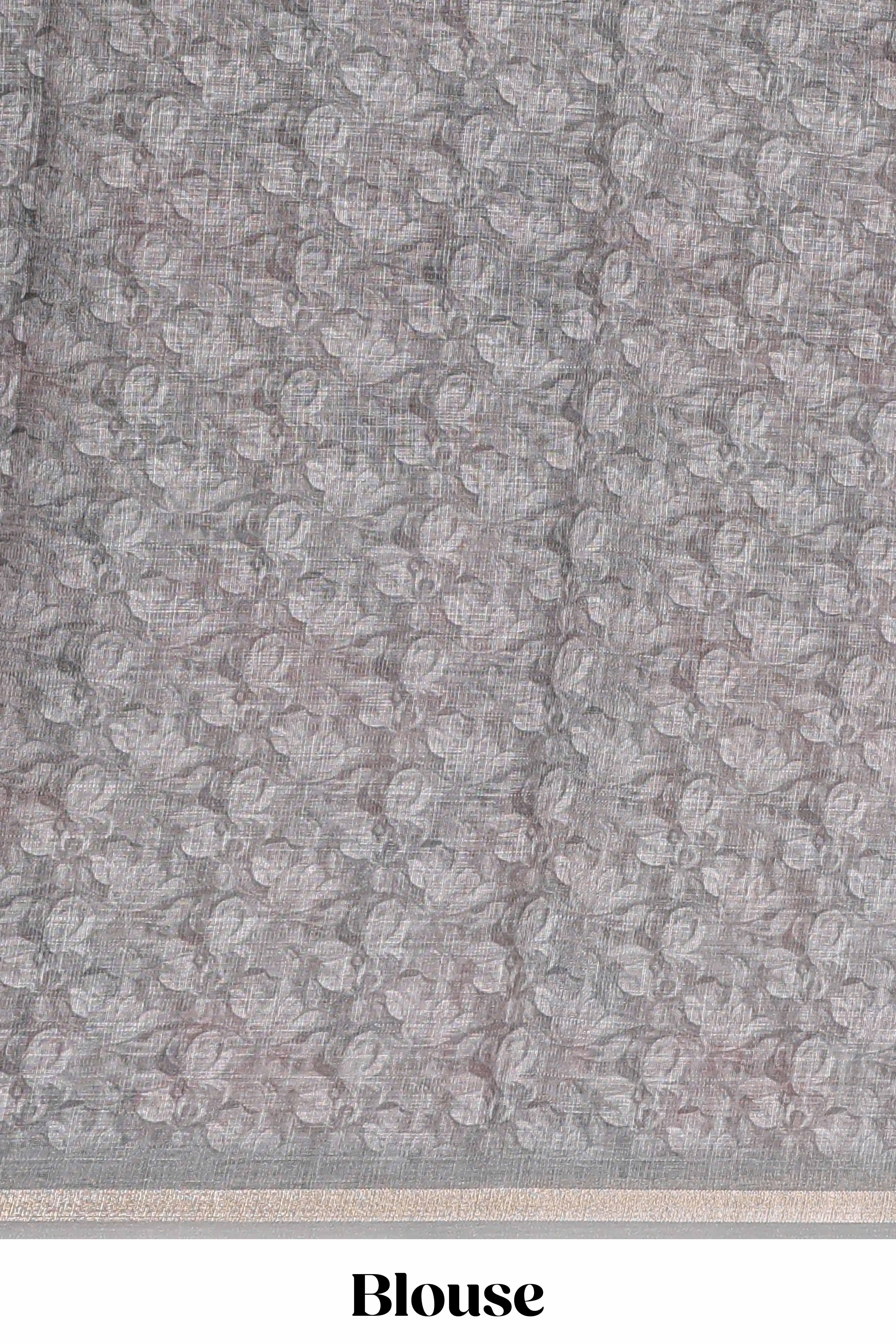 Grey contrast pallu saree